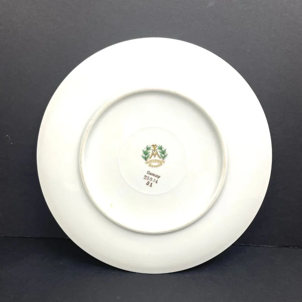 Set 2 Mitterteich Bavaria Germany 7.5" Decorative Bird Plates with Gold Accents - Picture 7 of 12